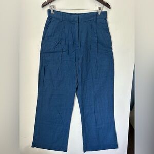 Abercrombie & Fitch Blue Women’s loose wide leg linen blend trousers pants M